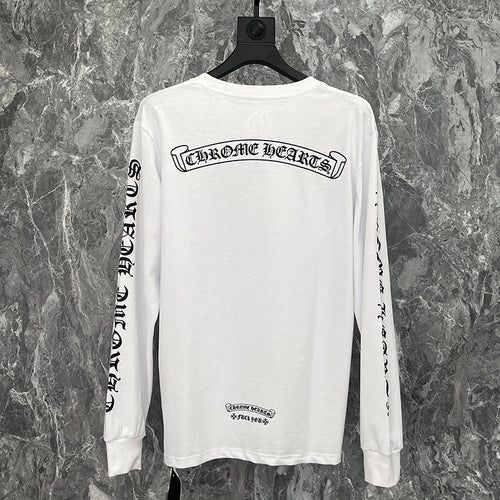 Chrome Hearts Gothic Sleeve Logo Pocket Long Sleeve Tee – White / Black