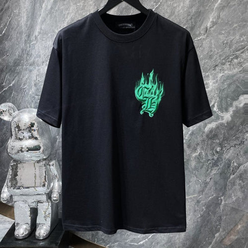 Chrome Hearts Green Gothic Flame Drip Graphic Tee – Black / White
