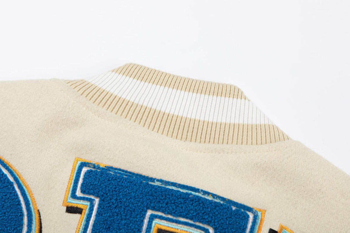OFF WHITE Applique Wool-Blend Bomber Jacket – Apricot