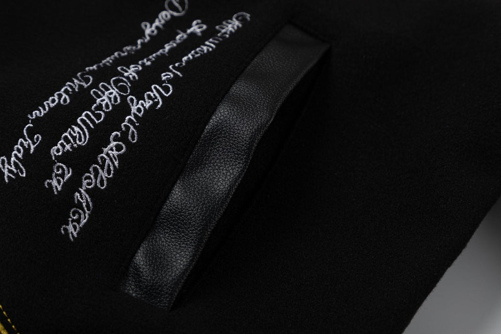 OFF WHITE Contrast-Trim Leather Jacket – Black