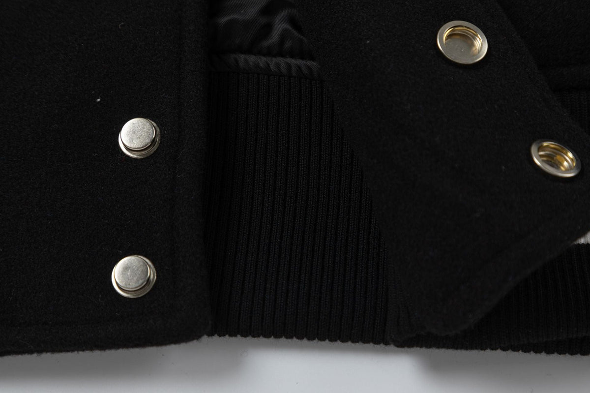 OFF WHITE Contrast-Trim Leather Jacket – Black