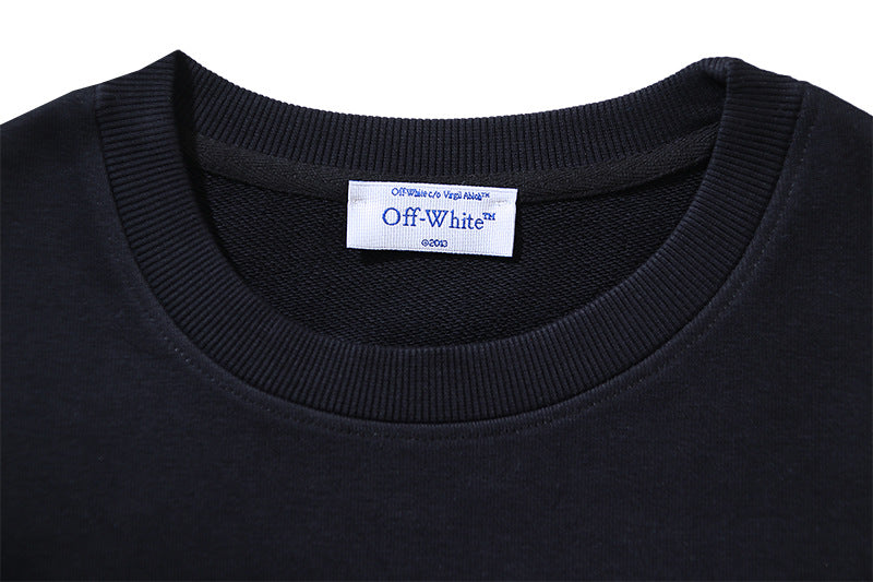 Off-White Logo Cotton Crewneck Sweatshirt — White & Black