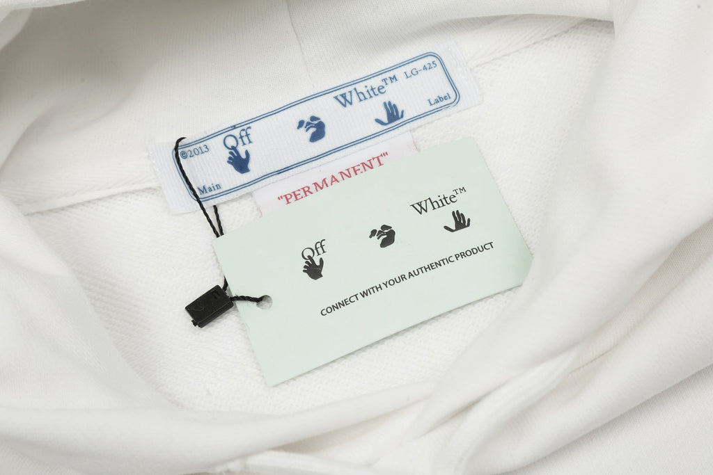 Off-White Men's Scratch Arrow Popover Hoodie — White / Black