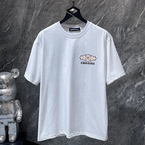 Chrome Hearts Gothic Logo Fleur Cross Ornament Tee – White