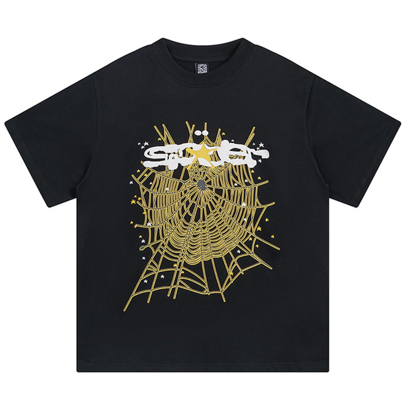 Sp5der Spider Web Gothic Punk T-Shirt | Black Graphic Tee