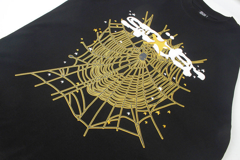 Sp5der Spider Web Gothic Punk T-Shirt | Black Graphic Tee